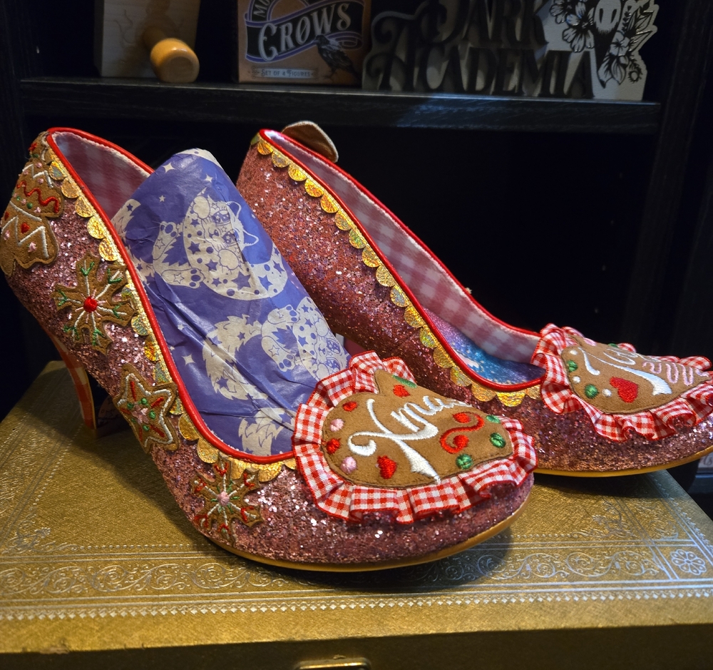 Irregular Choice Pink Glitter Gingerbread Heels